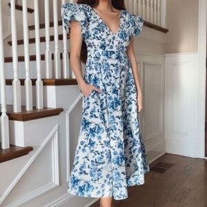 NWT Abercrombie Puff Sleeve Midi Dress